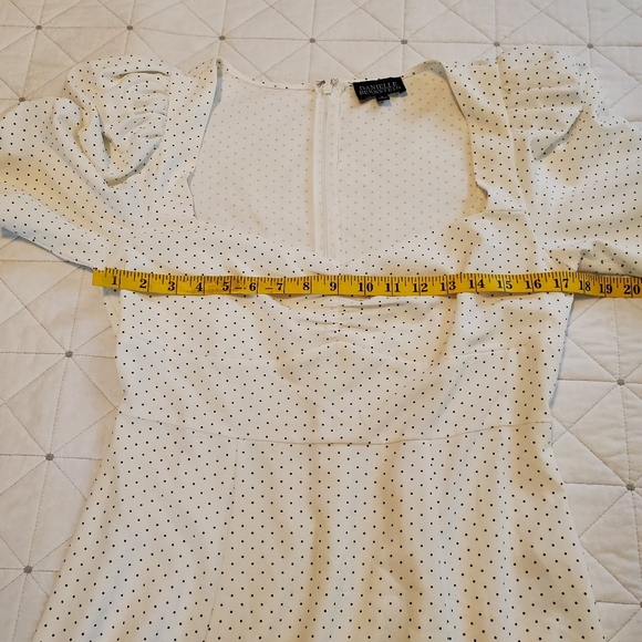 Danielle Bernstein Polka Dot Puff Sleeves Slip Dress! Size 8. - Picture 7 of 11